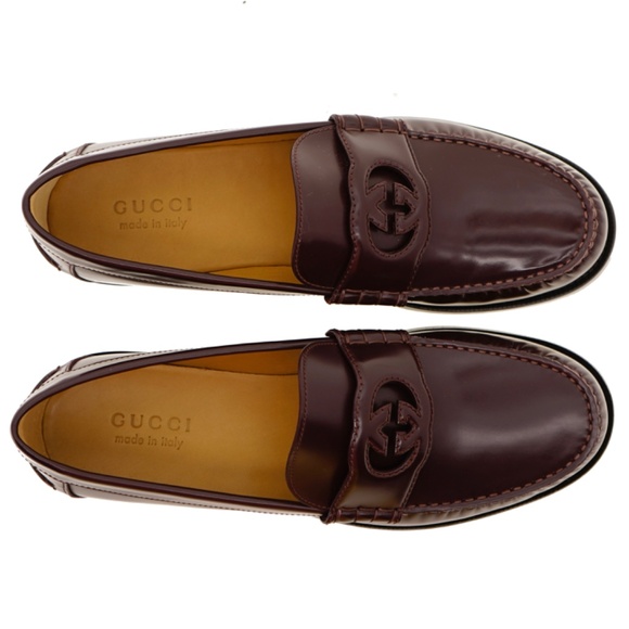 Gucci Loafer Millenial Ribot Moccasin Bordeaux Leather Size 11 US New - Picture 6 of 6